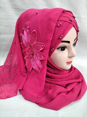 Pearl Ready to Wear with Matching Flower Bunch - Shocking Pink Pearl Ready to Wear with Matching Flower Bunch - Shocking Pink