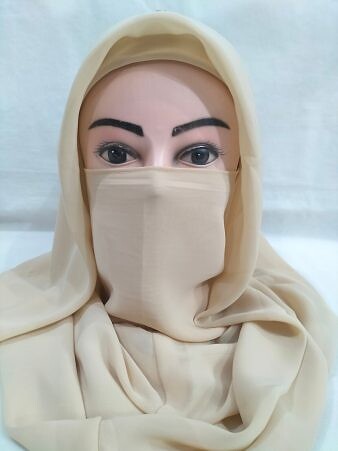 Plain Niqab Ready to Wear - Beige