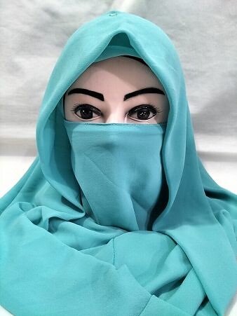 Plain Niqab Ready to Wear - Turquoise