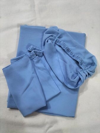 Plain Three Piece Matching Hijab Set - Blue Plain Three Piece Matching Hijab Set - Blue