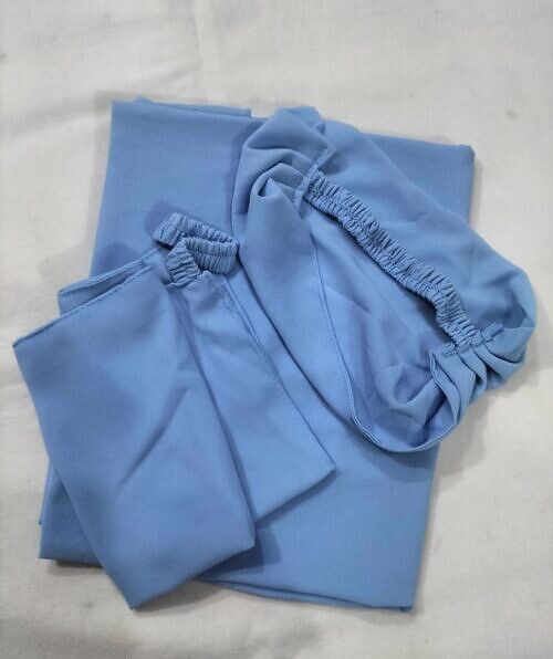three piece matching hijab set blue 1