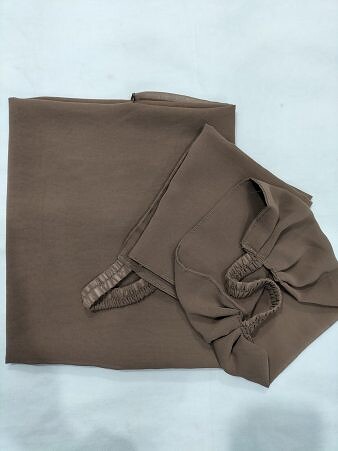 Three Piece Matching Hijab Set - Coffee
