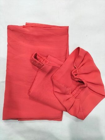 Plain Three Piece Matching Hijab Set - Coral Orange Plain Three Piece Matching Hijab Set - Coral Orange