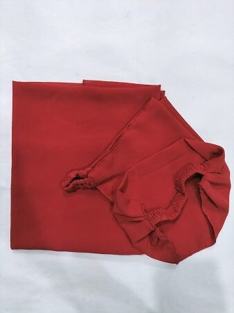 Plain Three Piece Matching Hijab Set - Red