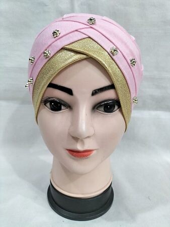 Fancy Criss Cross Tie Back Bonnet - Baby Pink