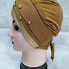 Fancy Criss Cross Tie Back Bonnet - Camel