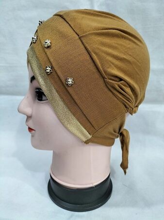 Fancy Criss Cross Tie Back Bonnet - Camel