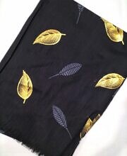 gold leaf lawn scarf black