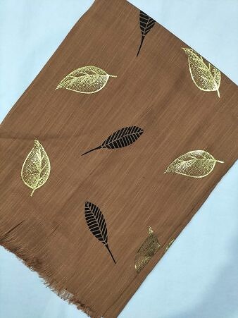 Gold Leaf Lawn Scarf - Caramel Brown