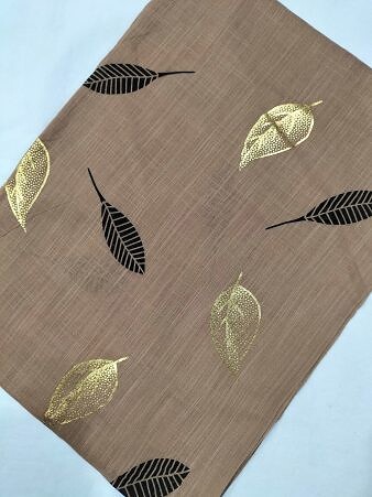 Gold Leaf Lawn Scarf - Coffee