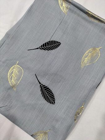 Gold Leaf Lawn Scarf - Grey