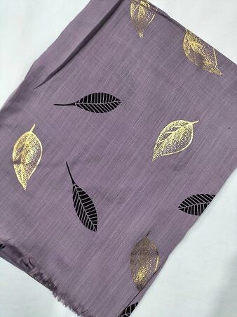Gold Leaf Lawn Scarf - Lavender Gold Leaf Lawn Scarf - Lavender