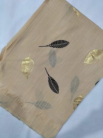 Gold Leaf Lawn Scarf - Light Golden