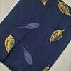 gold leaf lawn scarf navy blue