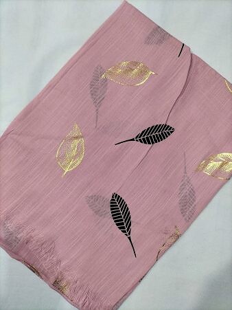 Gold Leaf Lawn Scarf - Tea Pink