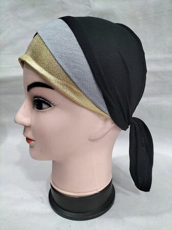 Golden Fancy Tie Back Bonnet - Grey and Black