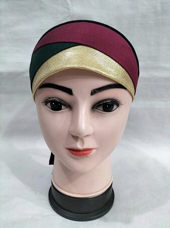 Golden Fancy Tie Back Bonnet - Maroon and Black