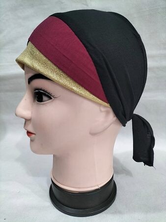 Golden Fancy Tie Back Bonnet - Maroon and Black