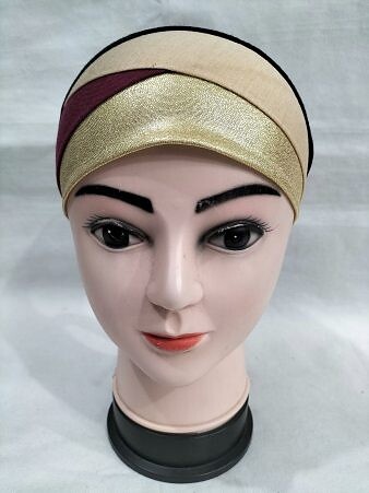 Golden Fancy Tie Back Bonnet - Maroon and Fawn