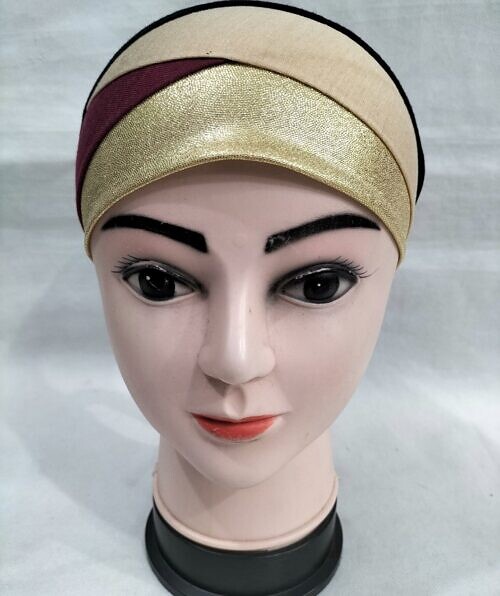 golden fancy tie back bonnet maroon and fawn