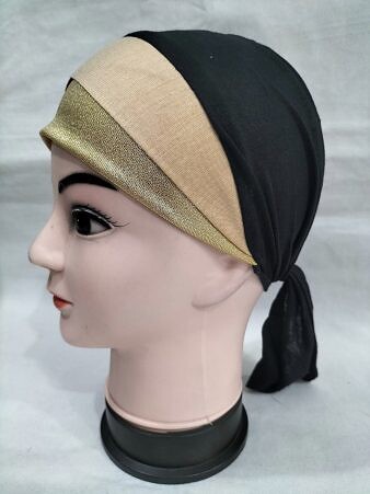Golden Fancy Tie Back Bonnet - Maroon and Fawn