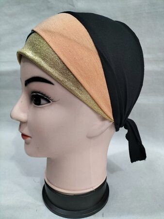 Golden Fancy Tie Back Bonnet - Peach and Green