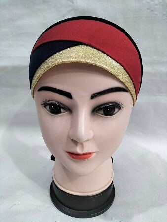 Golden Fancy Tie Back Bonnet - Red and Black