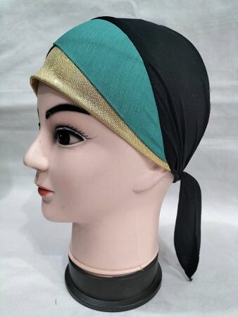Golden Fancy Tie Back Bonnet - Turquoise and Camel