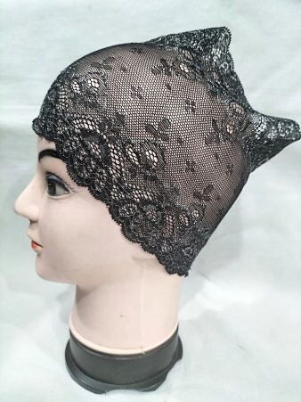 Lace Hijab Band - Black (Design 8)