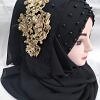 Pearl Ready to Wear with Golden Flower Bunch - Black Pearl Ready to Wear with Golden Flower Bunch - Black