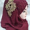 Pearl Ready to Wear with Golden Flower Bunch - Burgundy
