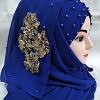 Pearl Ready to Wear with Golden Flower Bunch - Royal Blue