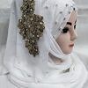 Pearl Ready to Wear with Golden Flower Bunch - White