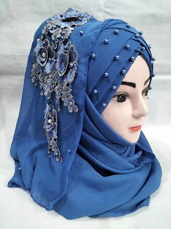 Pearl Ready to Wear with Matching Bunch - Blue