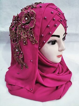 Pearl Ready to Wear with Matching Bunch - Fucshia Pearl Ready to Wear with Matching Bunch - Fucshia