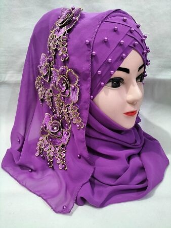 Pearl Ready to Wear with Matching Bunch - Purple