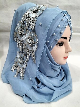 Pearl Ready to Wear with Matching Bunch - Sapphire Blue