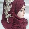 Pearl Floral Ready to Wear with 3D Bunch - Burgundy Pearl Floral Ready to Wear with 3D Bunch - Burgundy