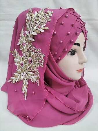 Pearl Floral Ready to Wear with 3D Bunch - Fuchsia