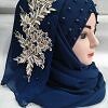 Pearl Floral Ready to Wear with 3D Bunch - Navy Blue Pearl Floral Ready to Wear with 3D Bunch - Navy Blue