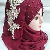 Pearl Floral Ready to Wear with 3D Bunch - Reddish Maroon Pearl Floral Ready to Wear with 3D Bunch - Reddish Maroon
