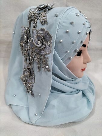 Pearl Ready to Wear with Matching Bunch - Baby Blue