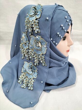 Pearl Ready to Wear with Matching Bunch - Steel Grey