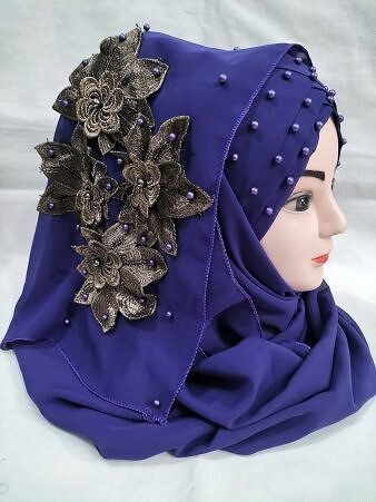 Pearl Ready to Wear with Flower Bunch - Iris Pearl Ready to Wear with Flower Bunch - Iris