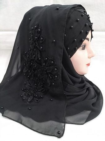 Pearl Ready to Wear with Matching 3D Bunch - Black