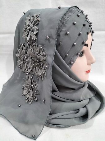 Pearl Ready to Wear with Matching 3D Bunch - Dark Grey Pearl Ready to Wear with Matching 3D Bunch - Dark Grey