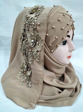 Pearl Ready to Wear with Matching Bunch - Coffee Pearl Ready to Wear with Matching Bunch - Coffee