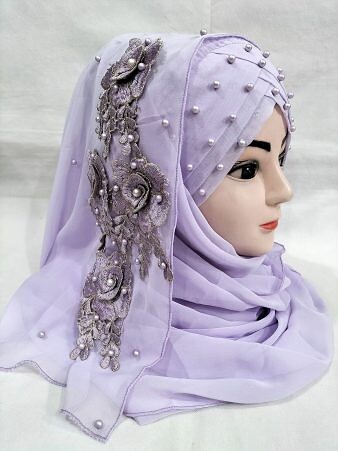 Pearl Ready to Wear with Matching Bunch – Floral Purple Pearl Ready to Wear with Matching Bunch – Floral Purple