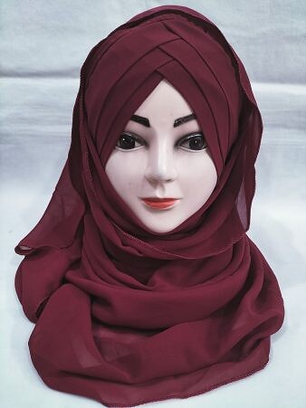 Plain Criss Cross Ready To Wear - Burgundy