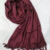 Plain Linen Scarf with Tassels - Burgundy Plain Linen Scarf with Tassels - Burgundy
